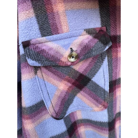 Women's Long Sleeve Plaid Super Plush Sherpa Lined Fleece Shirt Jacket - Picture 6 of 13